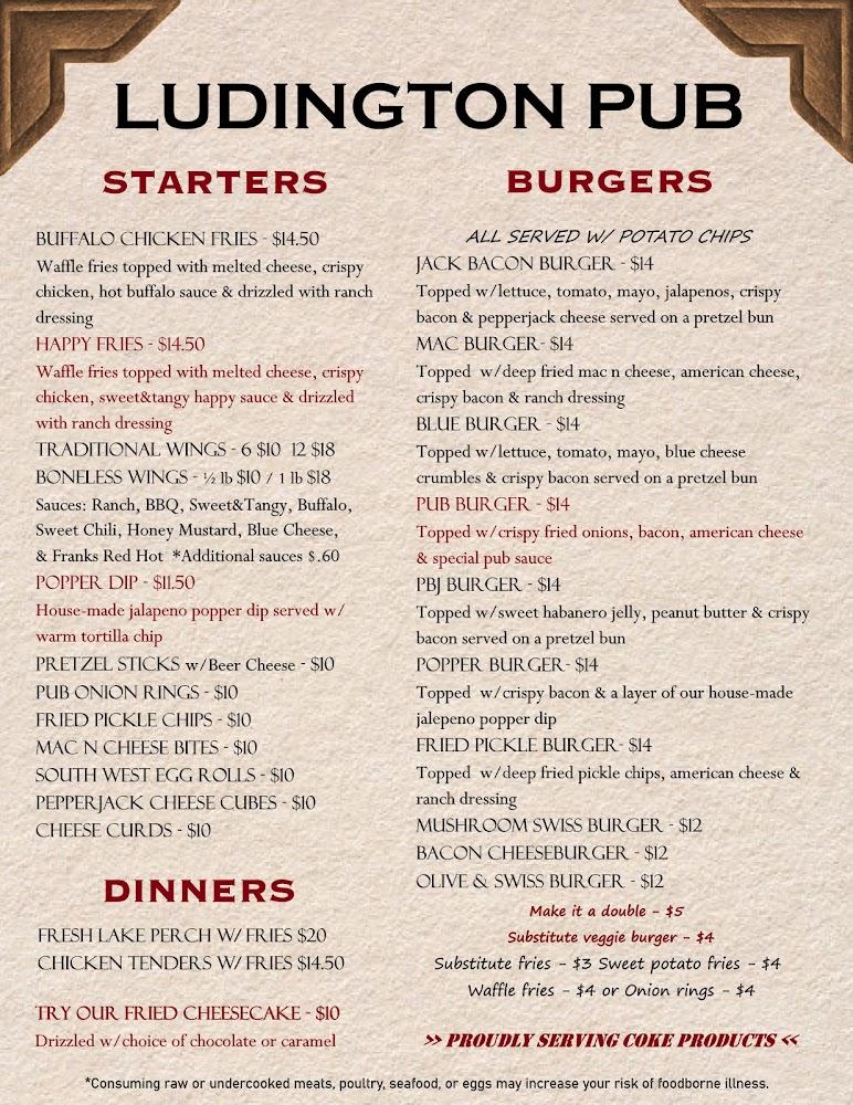 Ludington Pub Menu image 1